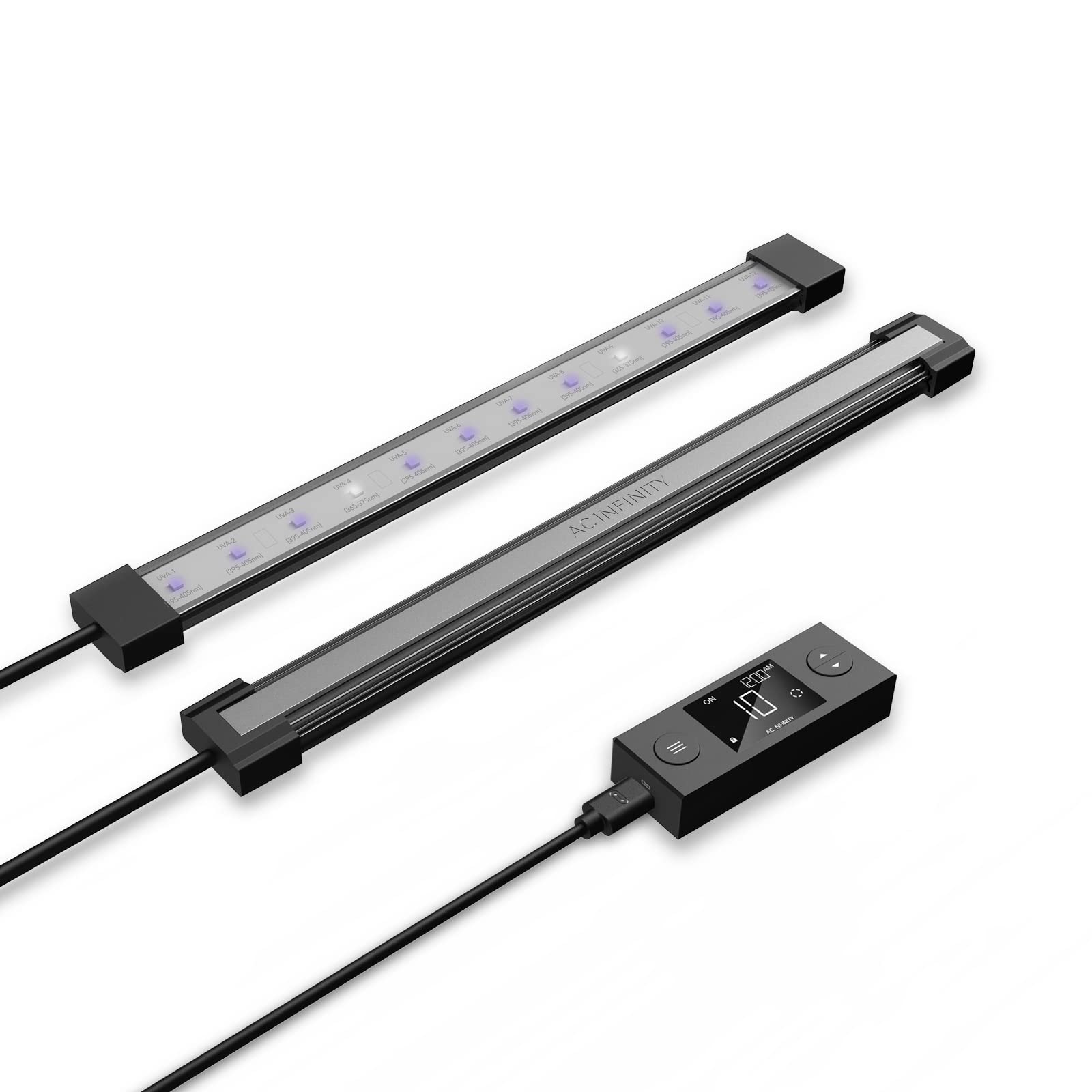 AC Infinity IONBEAM U2, Targeted Spectrum UV LED Grow Light Bars 11?, 2-Bar Lighting Kit with 365nm and 395nm Diodes, Digital Dimming Schedule