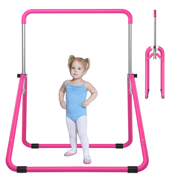 DOBESTS Gymnastics Bar, Kids Folding Horizontal Bar, Adjustable Height Gymnastic Horizontal Bars, Junior Gymnastic Training Equipment for Home Gym