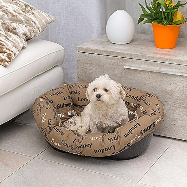Ferplast Cushion for dog and cat bed SOFA' CUSHION 4 Padded spare cover for pet bed, Soft cotton washable, Adjustable with elastic cord, 64 x 48 x h 25 cm Brown