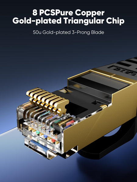 VOIETOLT Cat 8 Ethernet Cable 10M, High-Speed 40Gbps/2000Mhz Flat Braided Internet Cable, Gigabit STP RJ45 Network Cable Compatible for PS4/5, for Modem, PC/Laptop