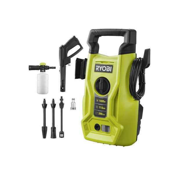 RYOBI RY110PWA 1400W 110bar Pressure Washer, Hyper Green,5133005366