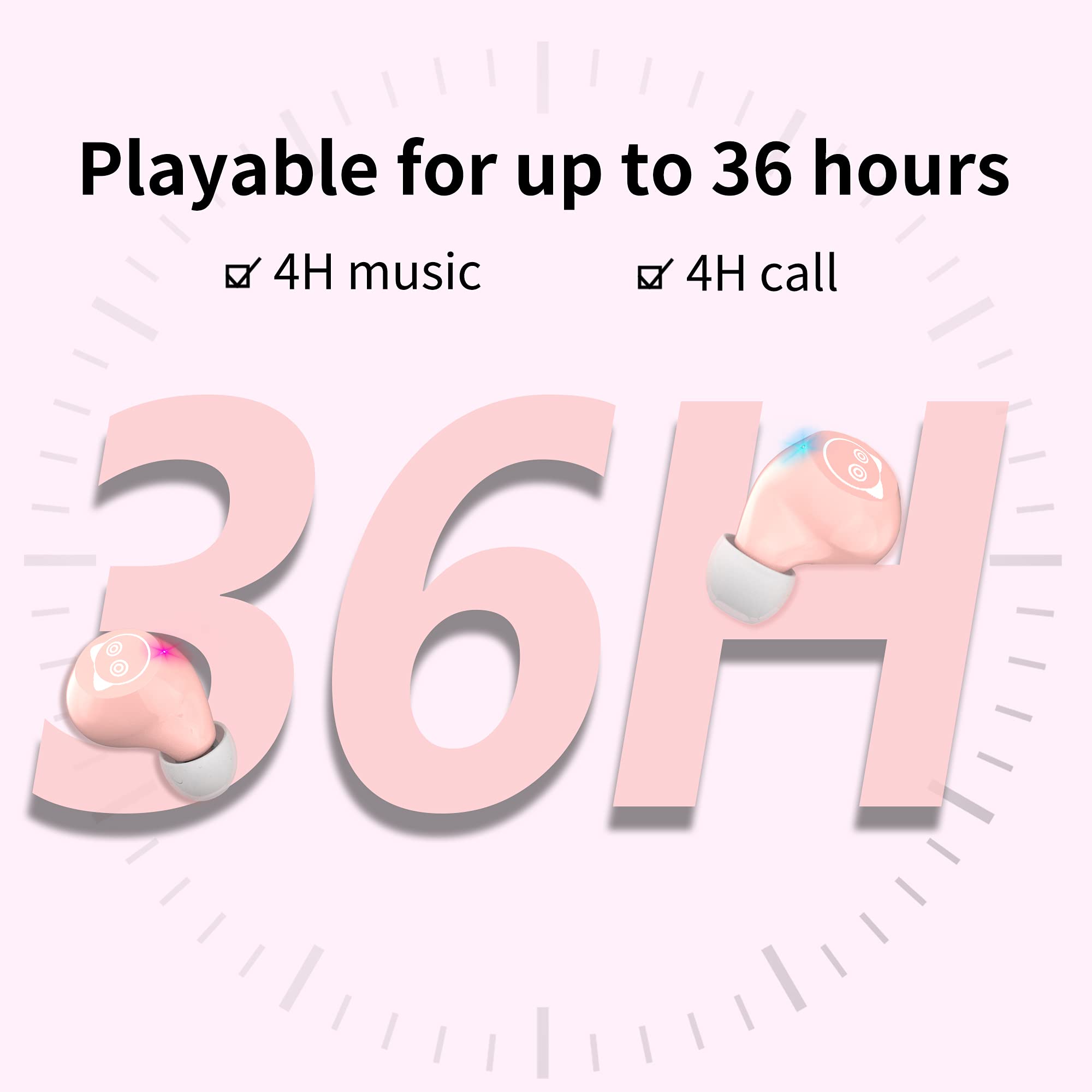 Earbuds for Kids Cute Design in-Ear Wireless Earphones for Kids Boys Adult Bluetooth 5.3 Waterproof Sport Stereo Headphones with Mic for Phone