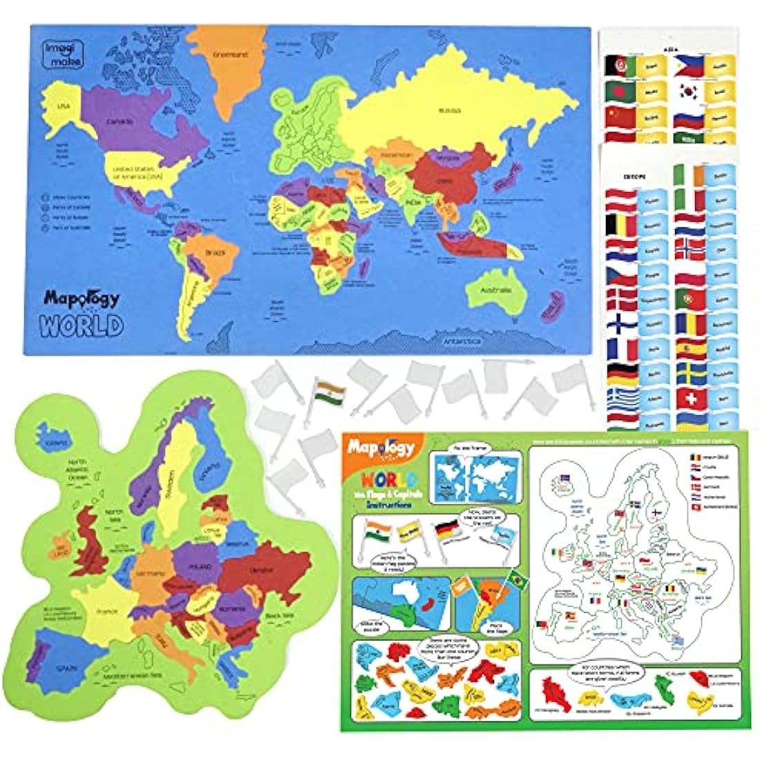 Imagimake Mapology World Map Jigsaw Puzzle with Flags and Capitals | 78 Pieces Geography Puzzles for Kids, Educational STEM Toys & Games | Birthday Gifts for Boys & Girls Age 5 6 7 8 9 10 11 12 Years