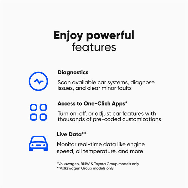 OBDeleven OBD2 Diagnostic Scan Tool, Bluetooth Scanner, Professional code reader for Audi Cupra Seat Skoda Volkswagen BMW Mini