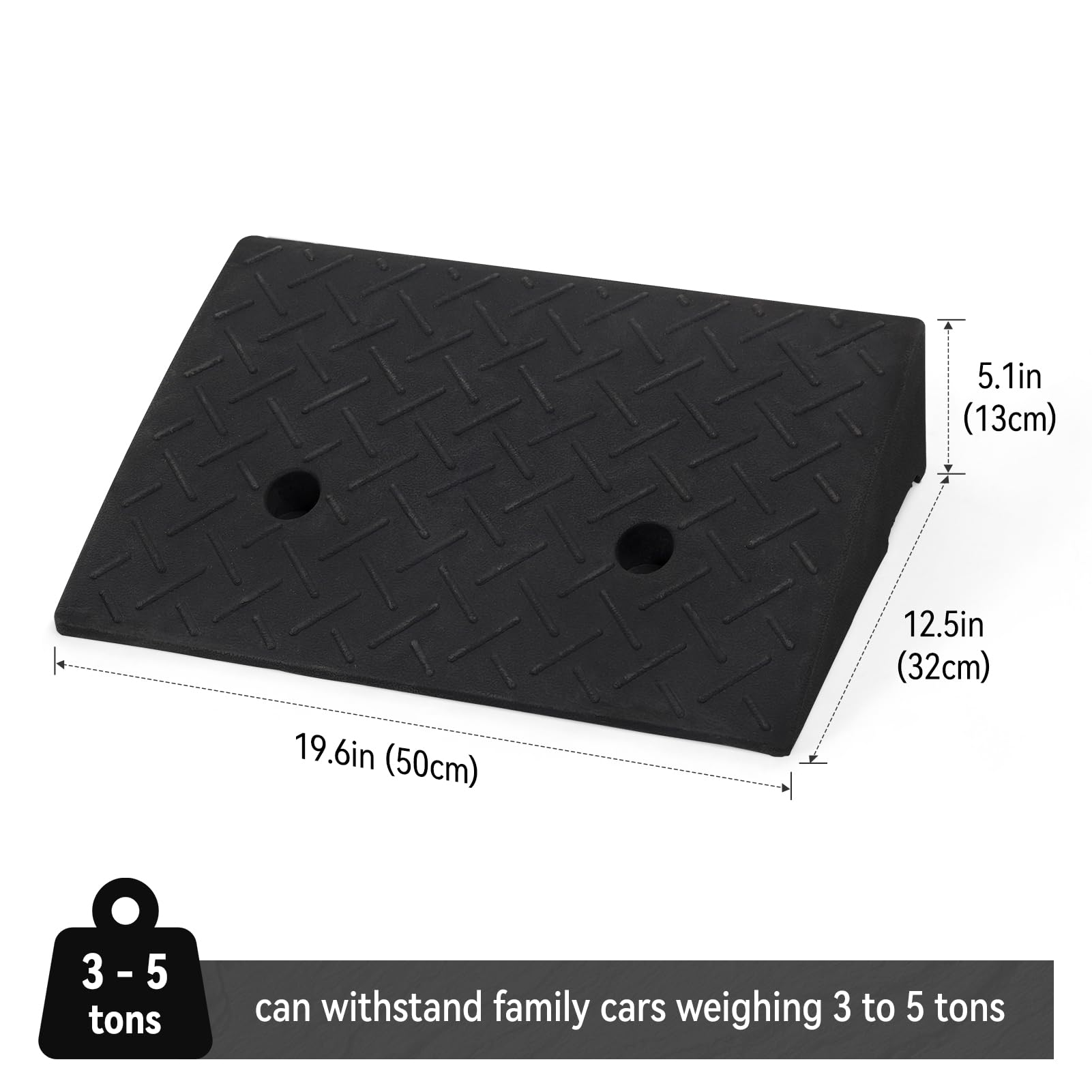 DKIEI Car Ramps, 5 Tons Heavy Duty Kerb Ramps, 2 Pieces of Portable Curb Ramp for Car, Motorhome, Automotive Lifting, 90x30x23cm, Black