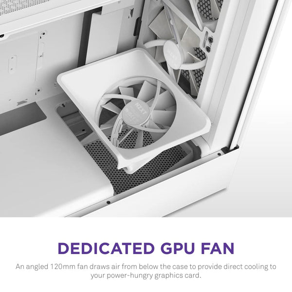 NZXT H5 Flow RGB - Compact ATX Mid-Tower PC Gaming Case - High Airflow - F360 RGB Core (CV) Included - 360mm Front & 240mm Top Radiator Support - Cable Management - Tempered Glass - White