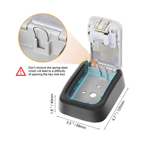 GRIFEMA Key Safe Wall Mounted Police Approved, Lock Box Outdoor 4 Digit Combination, Heavy Duty Waterproof Key Cabinet for Home Garage School Airbnb GA1003-1, Gray, External dimensions: 115x95x40mm