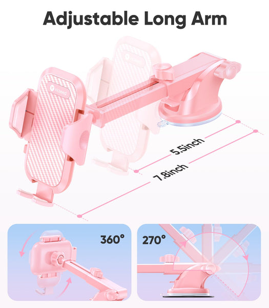 2025 BEST [Rally Racing-Grade] Car Phone Holder for Cars [88+LBS Strongest Suction] 3In 1 Dashboard Windscreen Vent Mobile Phone Holder for Car [Big phone & Thick Case Friendly] for iPhone Samsung