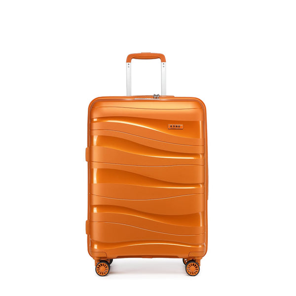 Kono Luggage Sets of 2 Piece Lightweight Polypropylene Hard Shell Suitcase with TSA Lock Spinner Wheels Travel Carry On Hand Cabin Luggage with Beauty Case (Set of 2, Black)