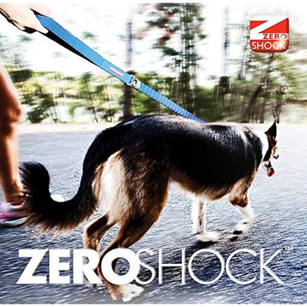 EzyDog Zero Shock LITE Dog Lead - Bungee Dog Lead for Small Dogs Under 12kg - Shock Absorber Lead with Soft Double Handle, Accessory D-Ring & Reflective Trim Dog Leash, 1.2m - Denim