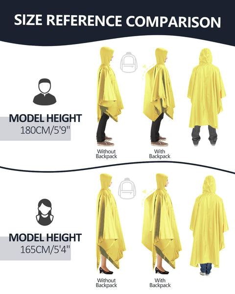 Victoper Waterproof Poncho Adult, Reusable Rain Poncho Adult Waterproof Poncho Waterproof Adult Lightweight Waterproof Raincoat for Outdoor Hiking Camping Cycling Traveling