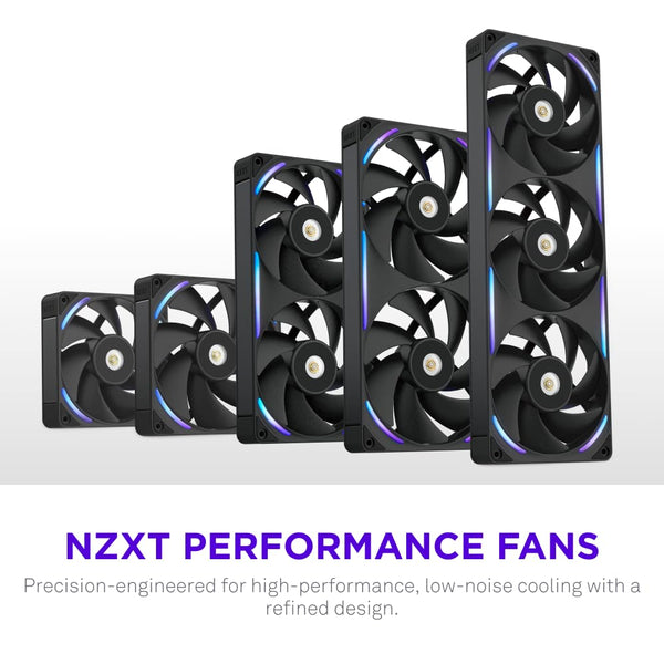 NZXT F420 RGB Core - 420mm Single-Frame Fan Unit with 3 x 140mm RGB Fans - Speed & Lighting Control - High Static Pressure & Airflow - Fluid Dynamic Bearings - 8 aRGB LEDs Per Fan - White