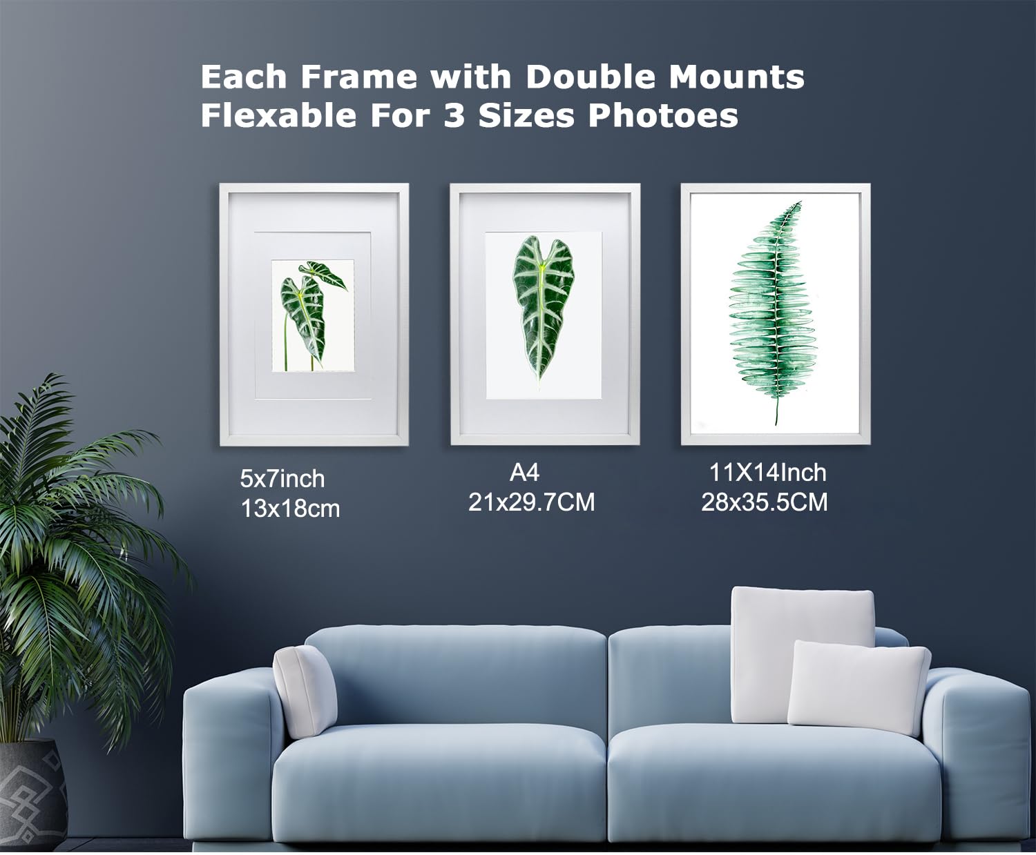 Black 50x70cm Boxed Picture Frames Set of 3 with Mounts for 40x60cm, 70x50cm poster frame with Acid Free mount for 40x60cm photo (Black 3Pack)
