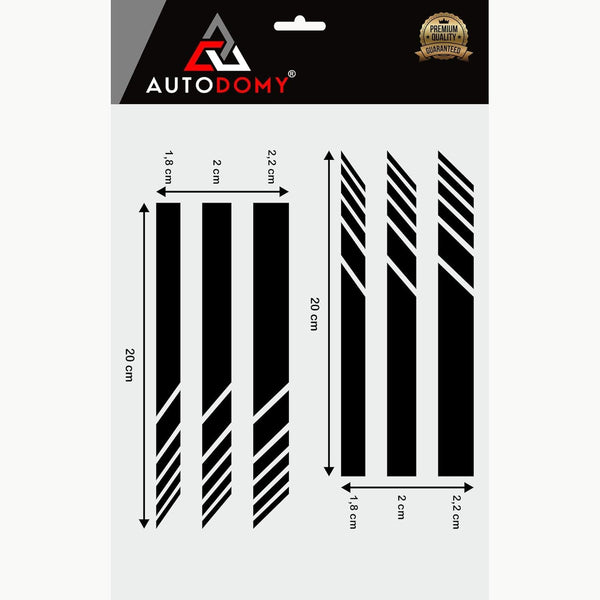 Pack 6 Units Car Rear View Mirror with Striped and Arrows Design | Rear View Mirror Adhesive with Stripes Fringes | Universal Car Mirror Stickers (Red)