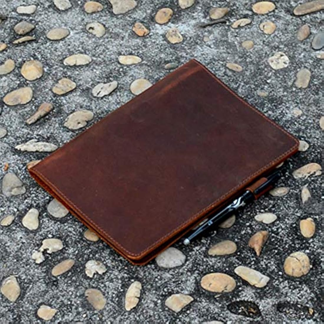 JJNUSA Compatible with Rocketbook Cover Smart Business Handmade Distressed Genuine Leather Notebook Cover for Everlast, Fusion, Wave Moleskin A5 with Pen Loop & Card Holder Executive 8.8" x 6" Brown