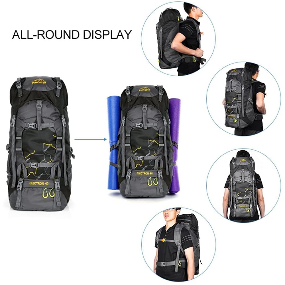 NACATIN Hiking Backpack, 60L Large Rucksack for Men Women, Tear and Water-resistant Ideal for Camping Trekking Travel Outdoor