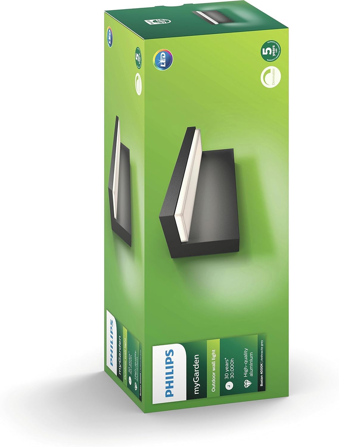 Philips MyGarden Wall Light 1648393P3  Outdoor Lighting (Wall Light, Anthracite, Aluminium, Synthetic, IP44, Garden, Patio, I)