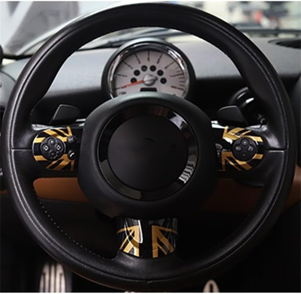 ABS Plastic Steering Wheel Decoration Trim Shell Sticker for Mini Cooper R55 Clubman R56 HatchBack R57 Convertible R58 Coupe R59 Roadster R60 Countryman R61 Paceman 2006~2016 B (Union Jack Gray)