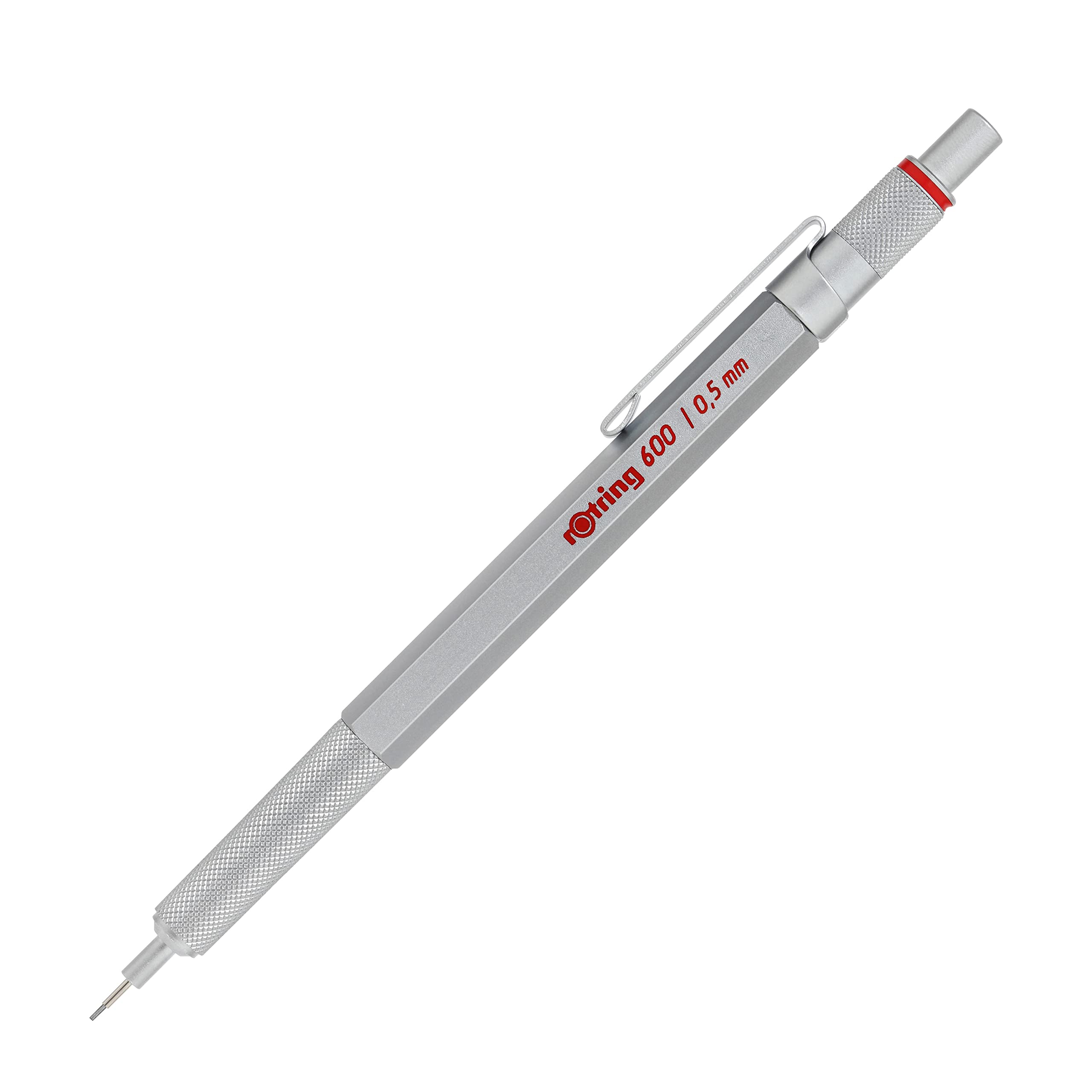 rOtring 600 3-in-1 Multicolour Pen and Mechanical Pencil | Black & Red Ballpoint Pen Tips | 1 Mechanical Pencil Tip (0.5mm) | Silver Barrel
