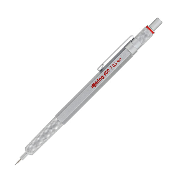 rOtring 600 3-in-1 Multicolour Pen and Mechanical Pencil | Black & Red Ballpoint Pen Tips | 1 Mechanical Pencil Tip (0.5mm) | Silver Barrel
