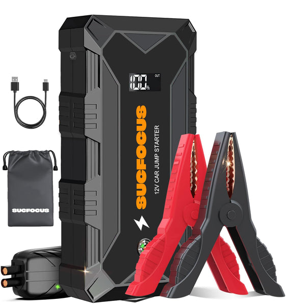 Jump Starter Power Pack, 2500A Car Battery Booster Jump Starter (for 8.0L Gas or 6.5L Diesel Engine), Car Jump Starter Power Bank, Battery Jump Starter with Jump Leads, LED Light/USB QC3.0