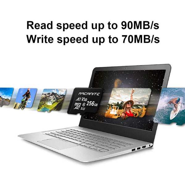 ARCANITE 64GB microSDXC Memory Card with Adapter - A1, UHS-I U3, V30, 4K, C10, Micro SD, Optimal read speeds up to 90 MB/s