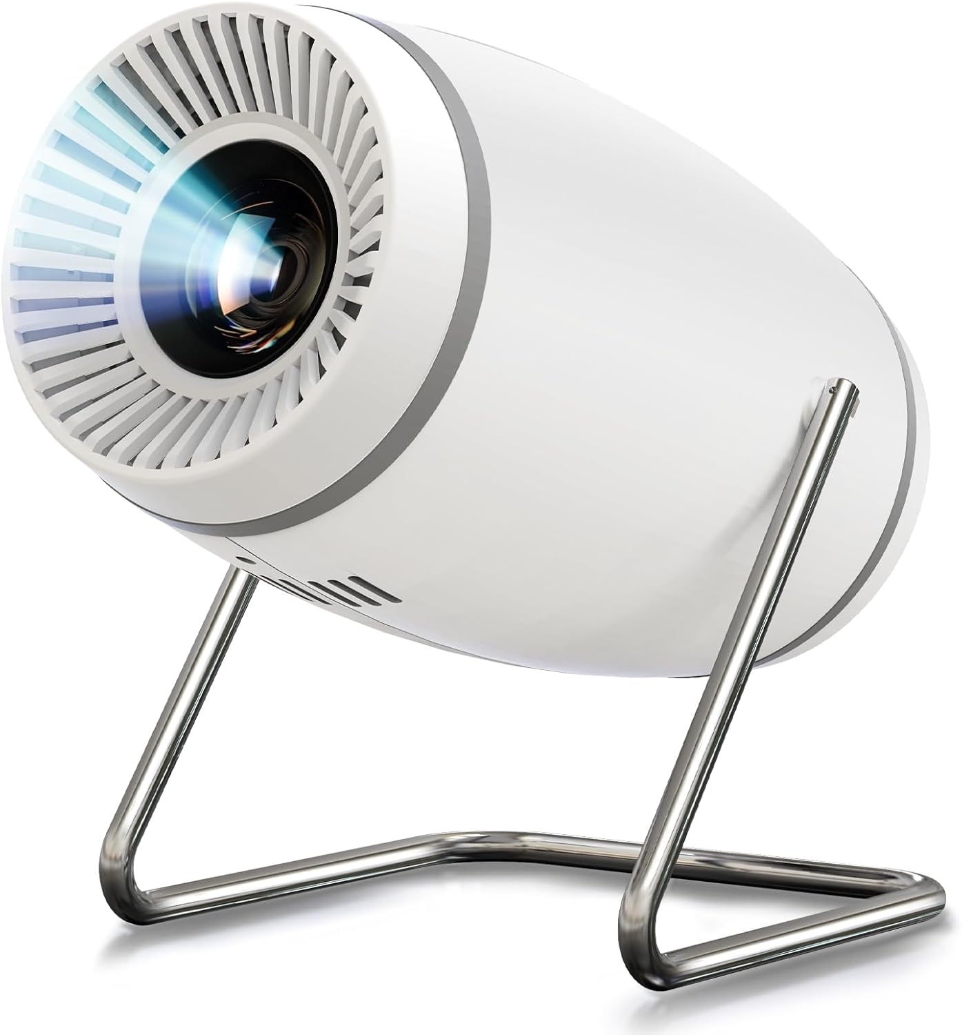 Mini Projector with WiFi 6 and Bluetooth 5.0, Portable Smart Projector 4K 1080P Supported, Auto Keystone Video Projector for Bedroom Home Outdoors (White)