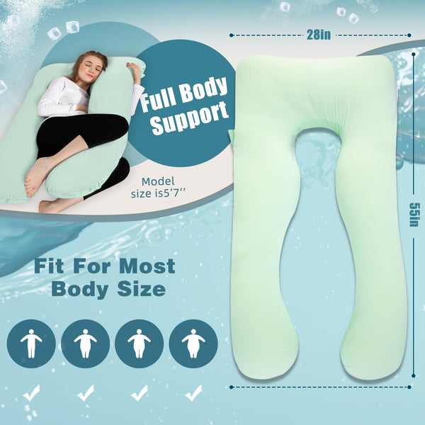 Chilling Home Pregnancy Pillows for Sleeping,U Shaped Maternity Pillow Pillow,55 inch Full Body Pillow Long Pillows for Sleeping, Maternity&Body Pillows for adults with Cover Velvet,Light Black