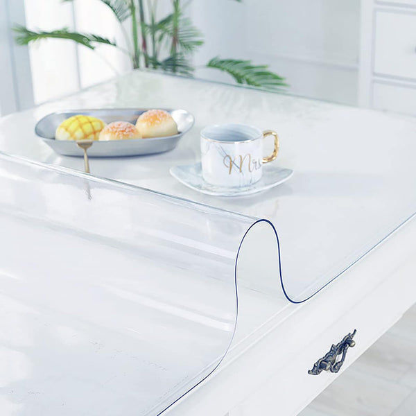 Nisorpa Clear Table Cover Protector,100 x 200cm Transparent PVC Table Cover Waterproof,2mm Easy to Cut Table Protectors for Dining Room Tables