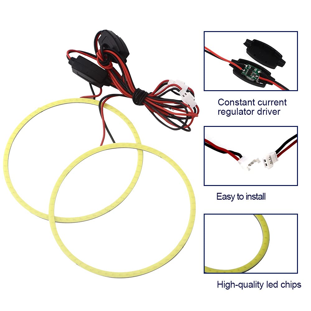 Qasim Car Angel Eyes COB Light Halo Ring 120MM 93SMD Headlight Lamp White 12V 24V(Pack of 2PCS)