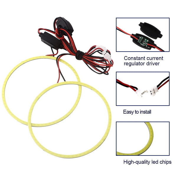 Qasim Car Angel Eyes COB Light Halo Ring 120MM 93SMD Headlight Lamp White 12V 24V(Pack of 2PCS)