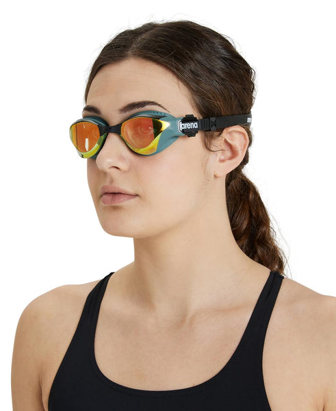 arena Cobra Tri Swipe Mirror Unisex Adult Triathlon Goggles, Swimming Pool Goggles with Mirror Lenses, Anti-Fog, UV Protection, 3 Interchangeable Nose