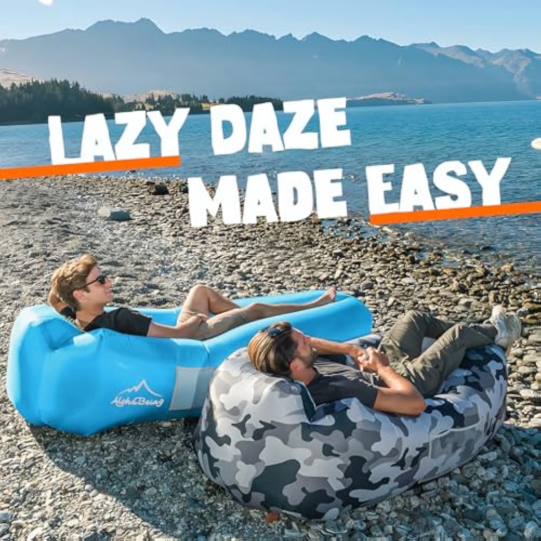 AlphaBeing Inflatable Lounger - Best Air Lounger Sofa for Camping, Hiking - Ideal Inflatable Couch for Pool and Festivals - Perfect Inflatable Beach Chair for Adults