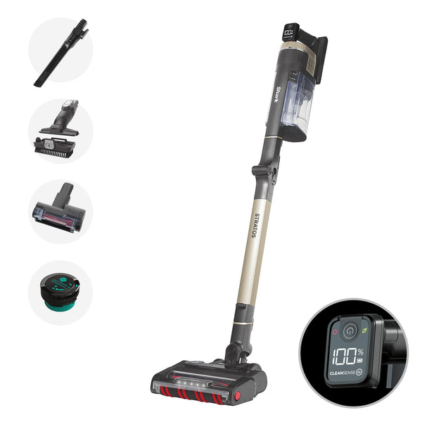 Shark Stratos Cordless Stick Vacuum Cleaner with Anti Hair Wrap Plus, Clean Sense IQ & Anti-Odour Technology, 60 Mins Run-Time, Removable Battery, Charcoal/Rose Gold IZ400UK