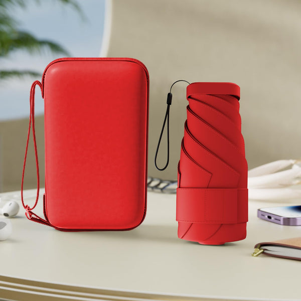 Windproof Mini Travel Folding Umbrella - UPF 50+ Sun & Rain Protection, Small Compact Lightweight Design Fits in Pocket or Bag, Eco-Friendly Fabric Wallet Umbrella for Commuter, Men Women Boys Girls