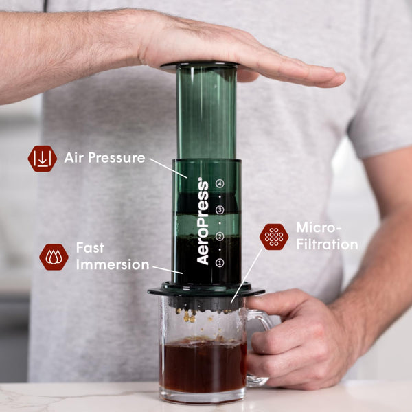 AeroPress Clear Coffee Press  3 In 1 Brew Method Combines French Press, Pourover, Espresso, Full Bodied Coffee Without Grit or Bitterness, Small