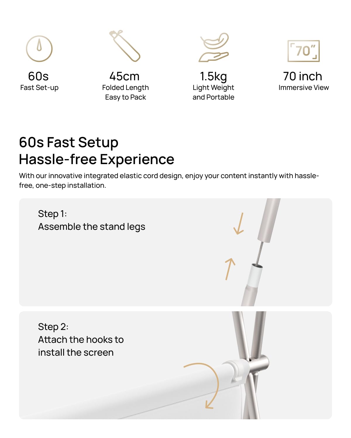 XGIMI Elfin Flip 1080P Projector, Licensed Netflix, Build-in Adjustable Stand, Lightweight and Compact Design, 400 ISO Lumens, Screen Adaption, 2 x 3W Speakers, WiFi, Bluetooth, Screen Mirroring