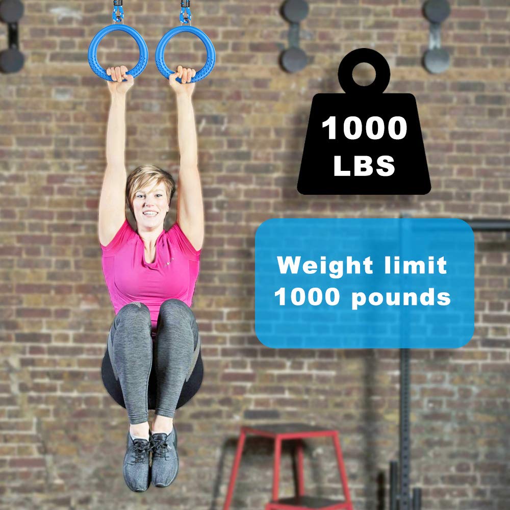 Dolibest Trapeze Ring, 4 Pack Swing Set Gym Ring Round Monkey Bar Handle Grip with 29cm Rope Carabiner for Outdoor Playground Obstacle Course Playset