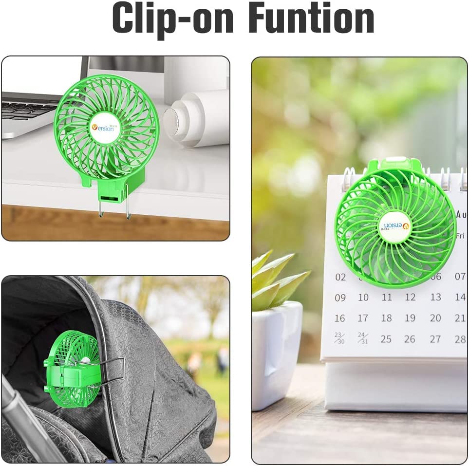 VersionTech Hand Held Fan,Portable Handheld USB Rechargeable Fans with 3 Speeds,Battery Operated Electric Powered Mini Foldable Desk Desktop Fans for Home Office Ceiling Travel Black