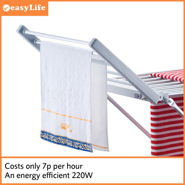 Easylife Electric Clothes Drying Rack, Winged Heated Clothes Dryer to Dry Clothes, Strong & Sturdy Indoor Heated Airer with Heated Rails for