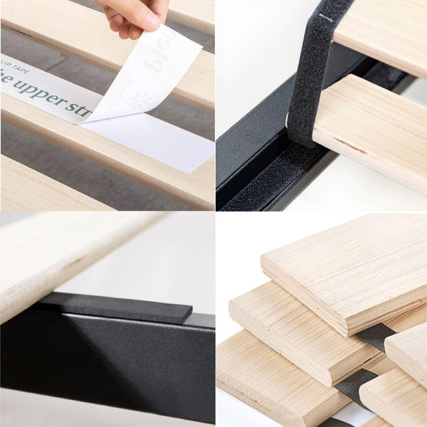 Zinus Arnav Super King Bed frame - Bed 180x200 cm - 26 cm Height - Metal bed frame with Wood slat support - Black