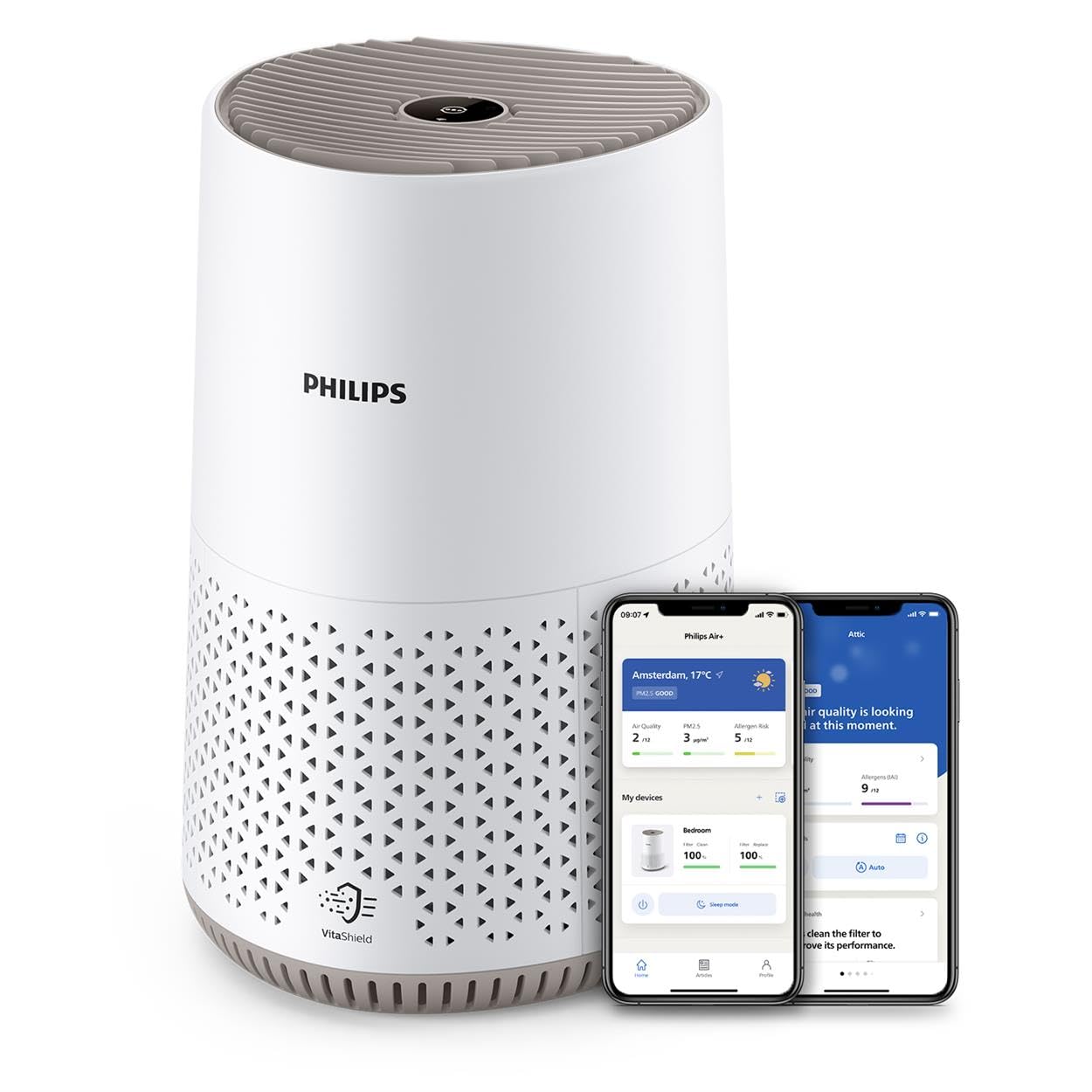 Philips Air Purifier 600 Series, Ultra-quiet and energy-efficient, For allergy sufferers, HEPA filter removes 99.97% of pollutants, Covers up to 44m2,