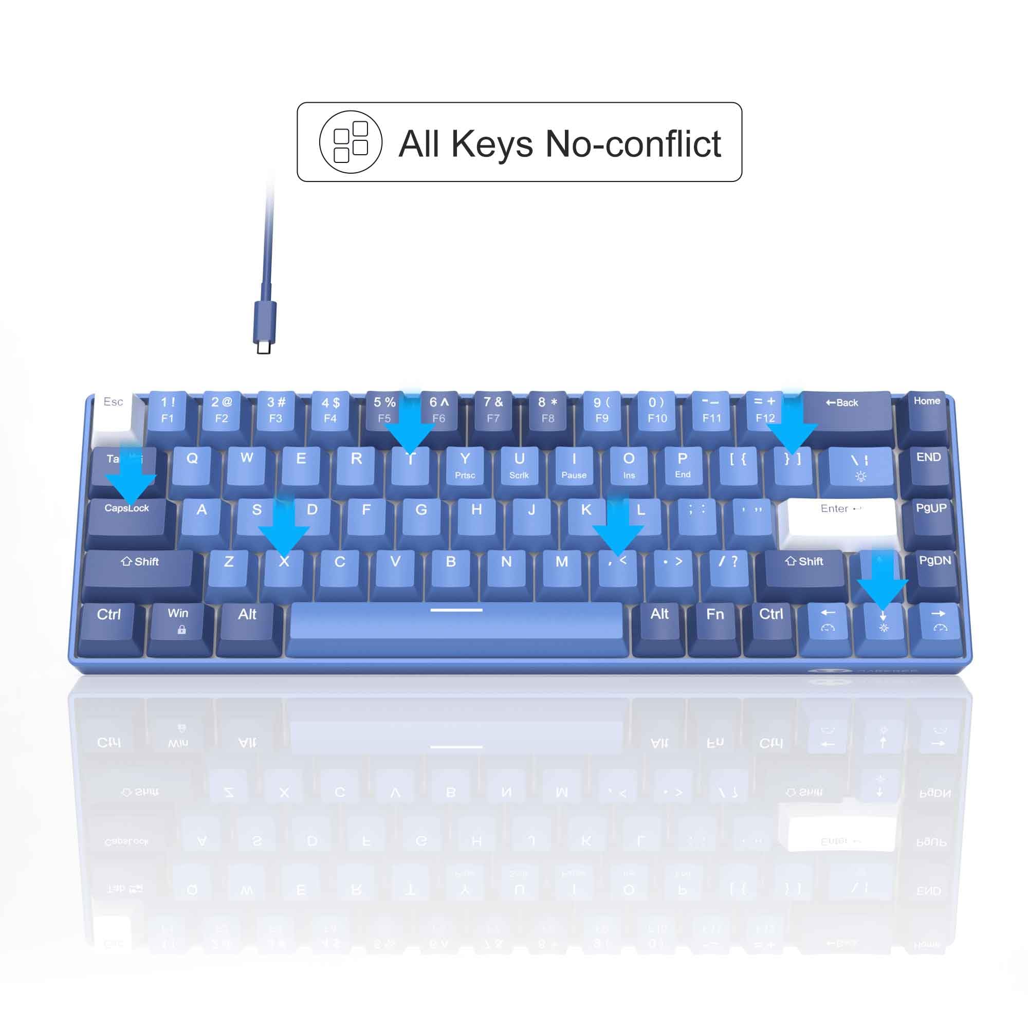 MageGee Portable 60% Gaming Mechanical Keyboard, Minimalist MK-Box Ice Blue Backlit Compact 68 Keys Wired Office Keyboard with Red Switch for Windows Laptop PC Mac Convenient(Gray & White)