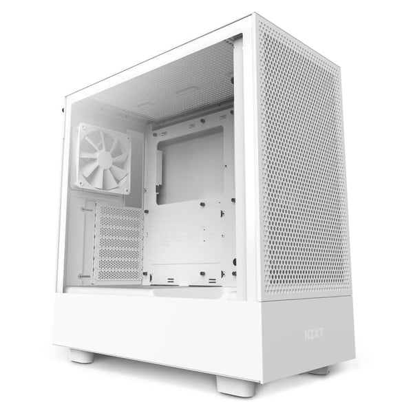 NZXT H5 Flow RGB - Compact ATX Mid-Tower PC Gaming Case - High Airflow - F360 RGB Core (CV) Included - 360mm Front & 240mm Top Radiator Support - Cable Management - Tempered Glass - White