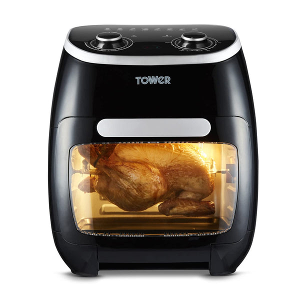 Tower T17122 Vortx Platinum Xpress Digital 30L Air Fryer Oven with Vizion Viewing Window, 18 Cooking Options, 2 Hour Timer, 1800W, Black
