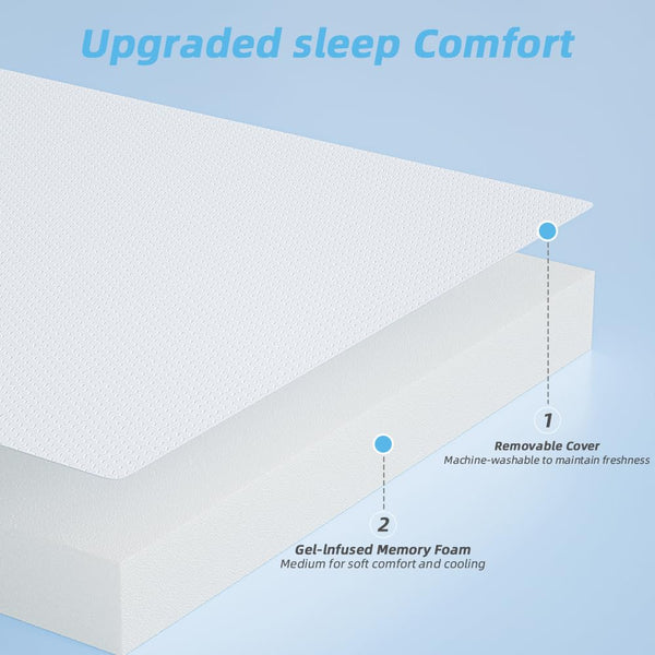 Gwydre Memory Foam Single Mattress,High Density Ventilated Memory Foam Bed Mattress,with Removable & Washable Non-slip Cover (L190-W90-H10)