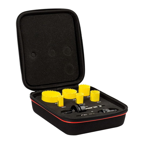 Starrett Bi-metal Hole Saw Kit - 8-Piece KFC06021 Fast Cut Electricians Hole Cutter Kit with Arbors - Compatible with Bosch Dewalt Hitachi Festool Milwaukee