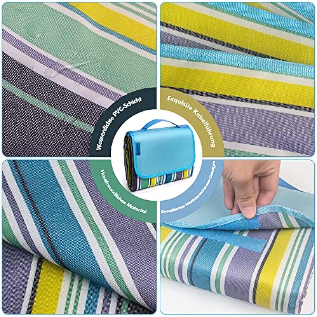 Muyans Extra Large Picnic Blanket 300 x 200 cm, XXL Picnic Blanket Waterproof, Foldable Beach Blanket Washable Picnic Mat with Carry Handle for Garden, Picnic, Beach, Camping