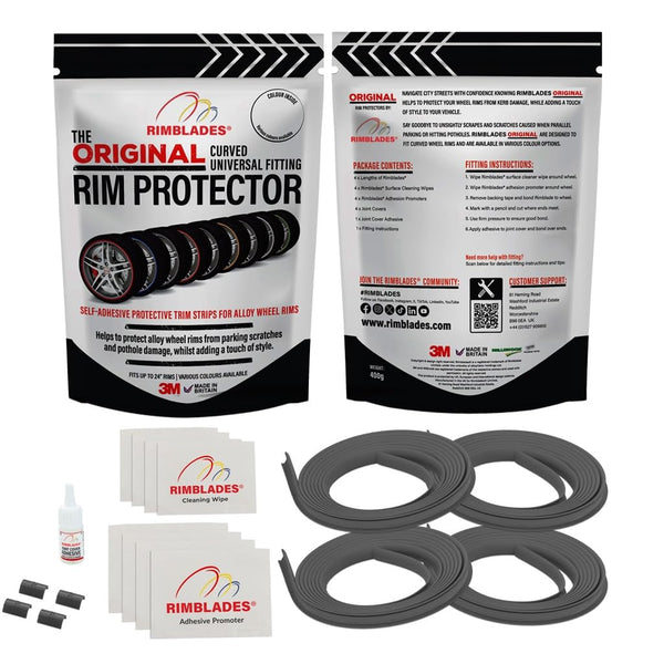 Rimblades Original Black Alloy Wheel Protectors - DIY | 9 Colours Available | Universal Fit for All Wheels | Durable Rim Guards | Car Wheel Scratch Protection | Rim Protection