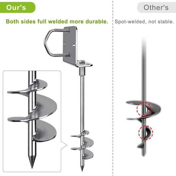 Insaga Tent Peg, 81cm Heavy Duty Ground Anchor Large Metal Earth Sand Stake Spiral Blade Screw in Trampolines Spike for Swing